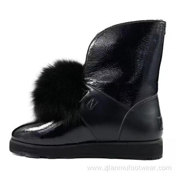 Waterproof real sheepskin snow boots